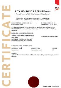 FGV VENDOR REGISTRATION